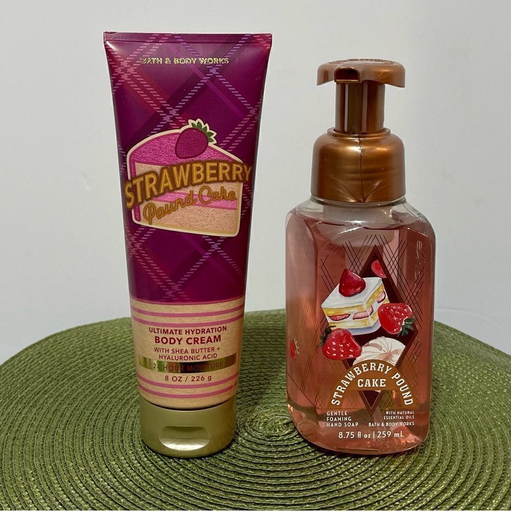 BBW Strawberry Pound Cake Body Cream & Hand Soap NWT